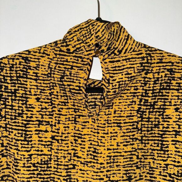 Primark Women’s Orange Black Abstract Pattern Mock Neck Blouse 14 EUC - Picture 5 of 10